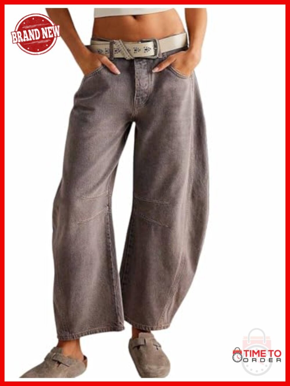 Wide Leg Cropped Baggy Barrel Boyfriend Jeans Mid Rise Denim Pants